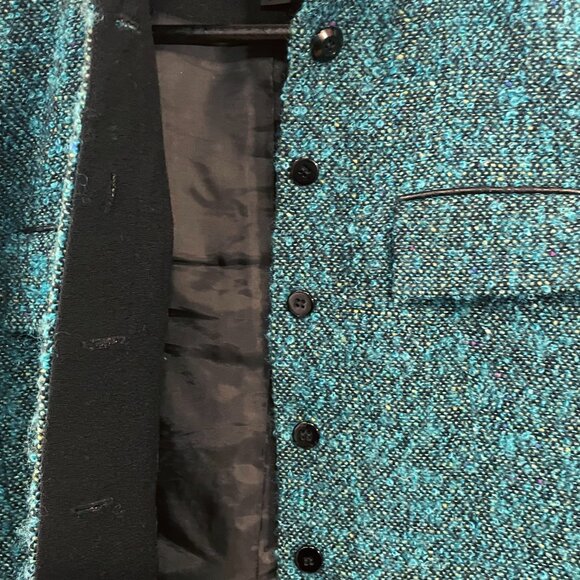EUC Vintage Wool Blend Tweed Teal Mini Skirt Suit Kasper 2P, XS - Picture 5 of 12